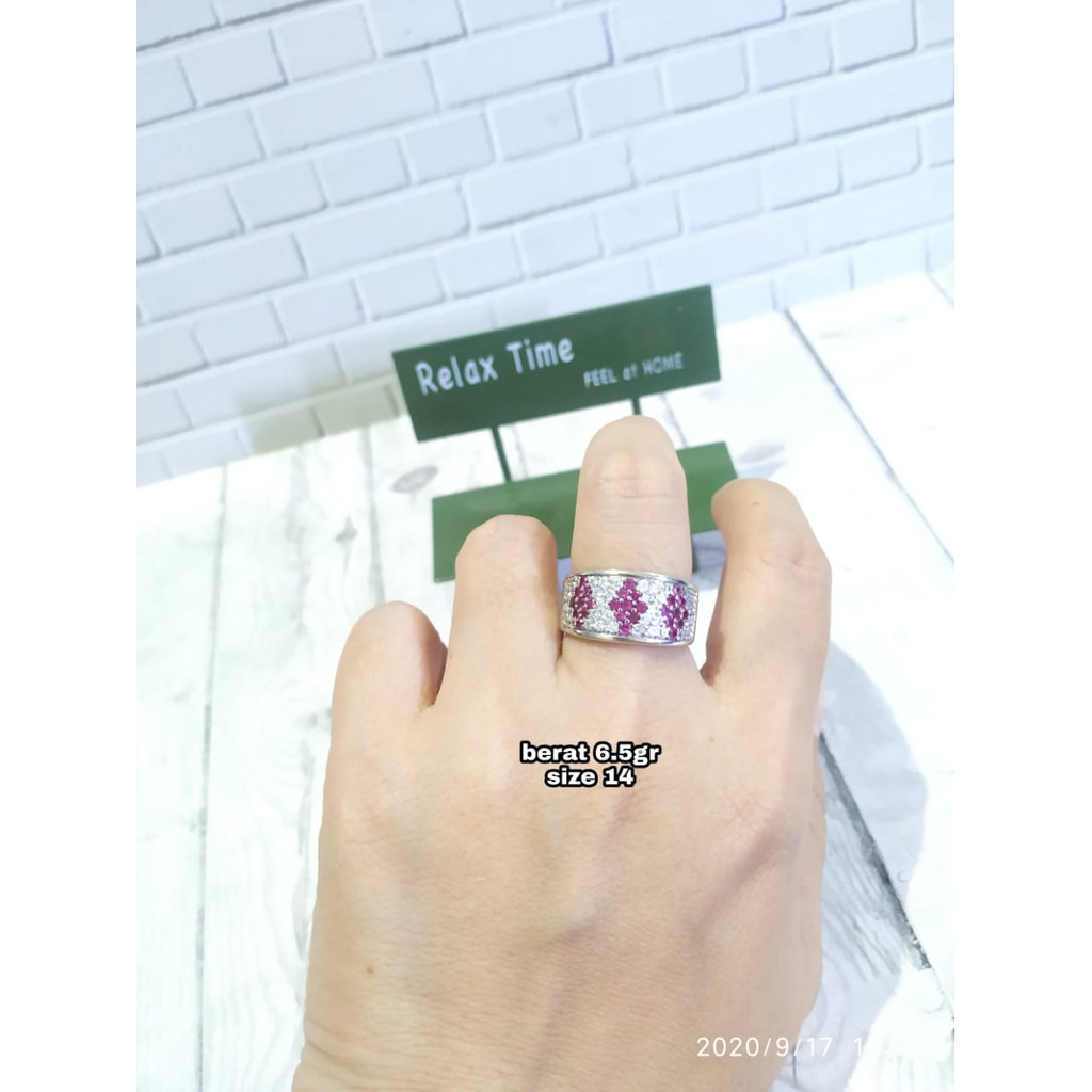 CINCIN COR MATA PINK PUTIH PERAK ASLI S925 KODE CE042