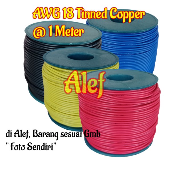 Kabel awg 18 awm Biru kuning merah hitam Serabut tinned copper awg18
