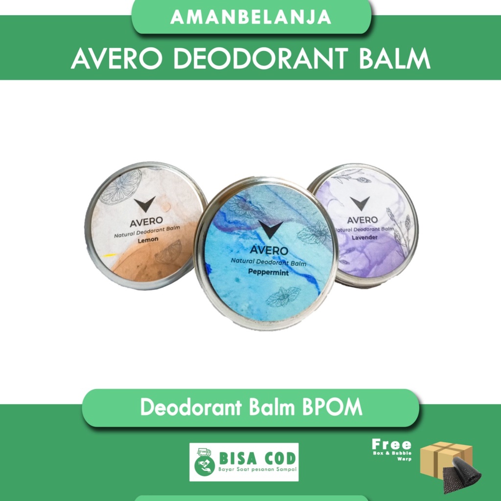 Avero Solid Natural Deodoran Alami Balm Ketiak BPOM Tanpa Alkohol, &amp; Alumunium - 30g