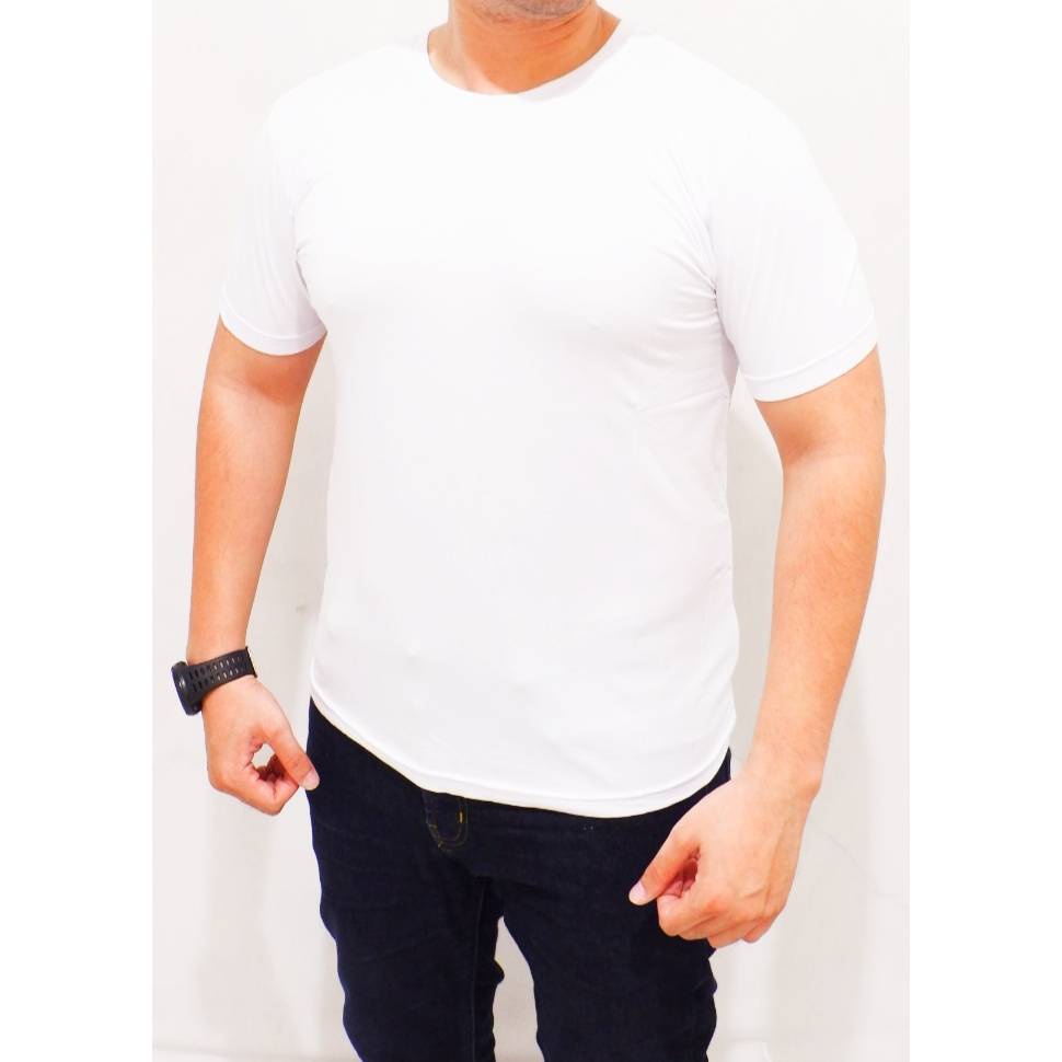Baju fitnes gym pria putih polos Kaos Olahraga Pria