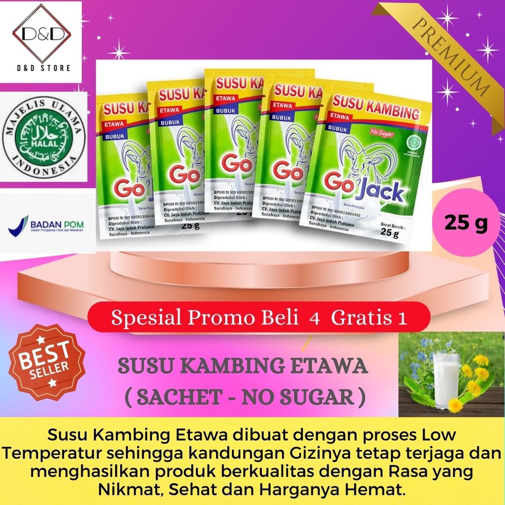 

Susu Kambing Etawa Etawaku Platinum Bubuk Putih Kemasan Sachet Saset Instant Go Jack Original No Sugar 25g Premium Termurah Murni Full Cream Murah Berkualitas Murni Bebas Pengawet Asli 100%