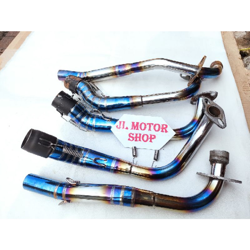 Pipa Leher Leheran Knalpot Tsukigi Jupiter Z Vega Supra Karisma Aerox Nmax Adv Pelangi Blue Rainbow