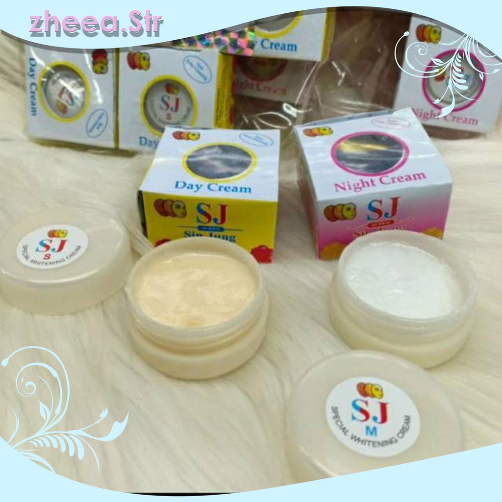 Cream Sj Topeng Original Siang Malam Lusinan Pemutih Wajah Penghilang Bekas Jerawat Murah