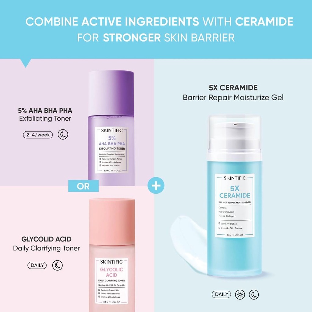 Skintific Toner Series - Hyaluronic Acid | Ceramide | Glycolic Acid