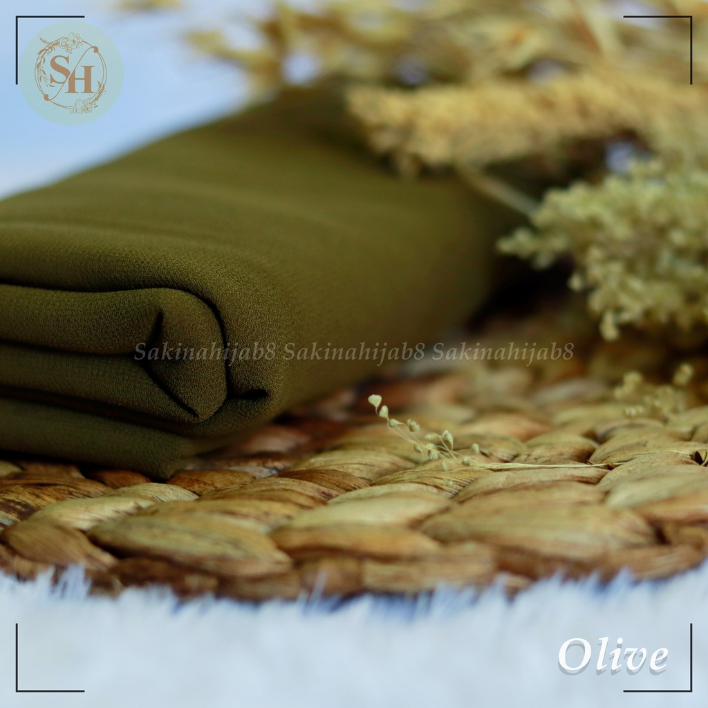 PROMO Pashmina Ceruty Babydoll 200x75 cm jahit tepi CHAPTER1-Olive