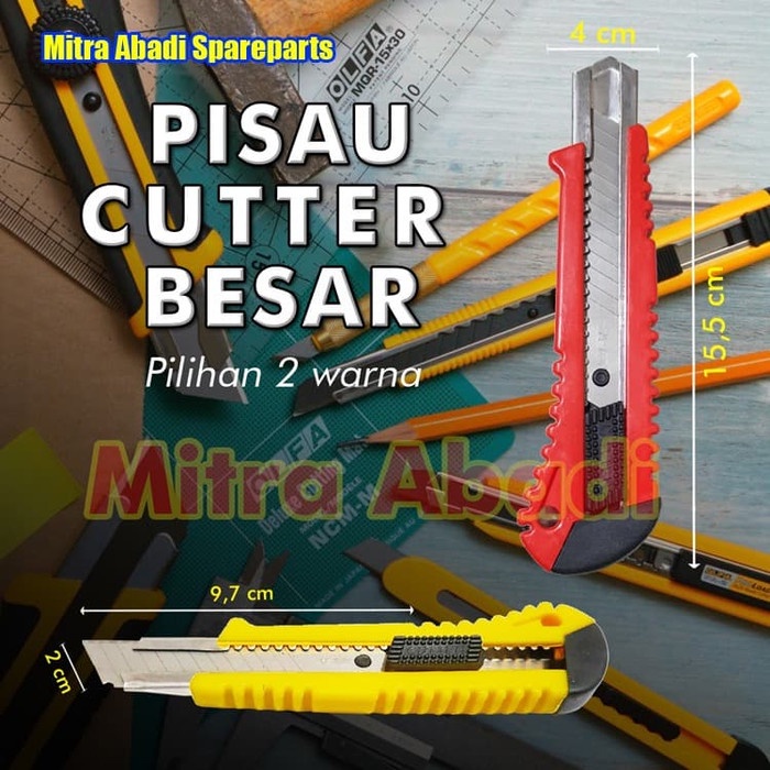 

kertas-pemotong- pisau cutter besar + silet/blade 18mm -pemotong-kertas.