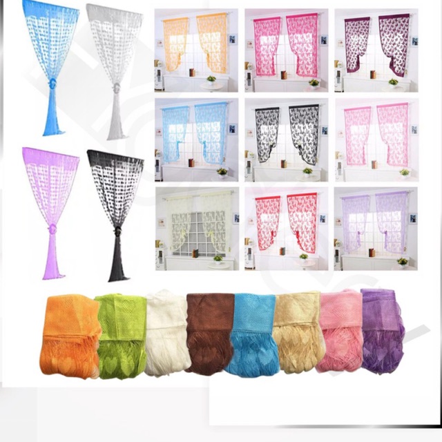 Tirai Benang Motif Love PINK