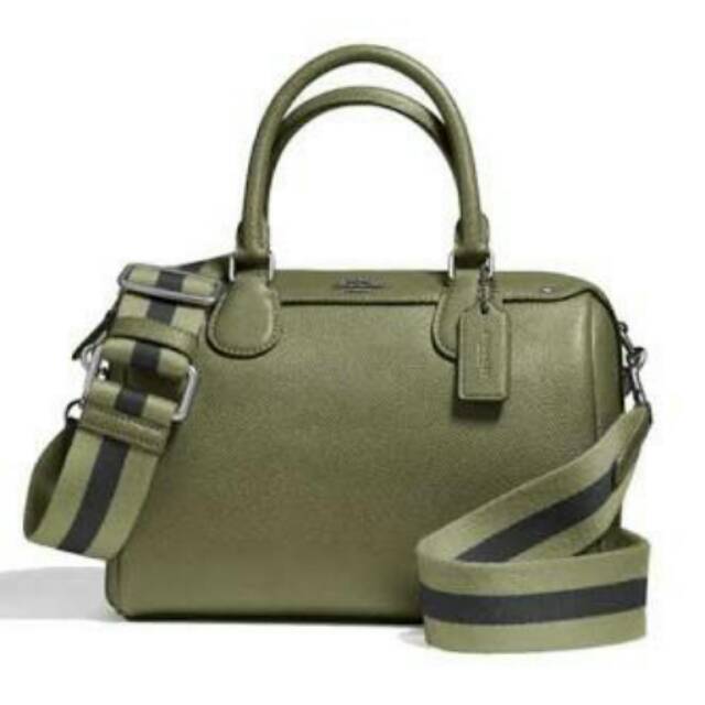 TAS COACH MINI BENNET WEBBED STRAP MILITARY GREEN AUTHENTIC 100%