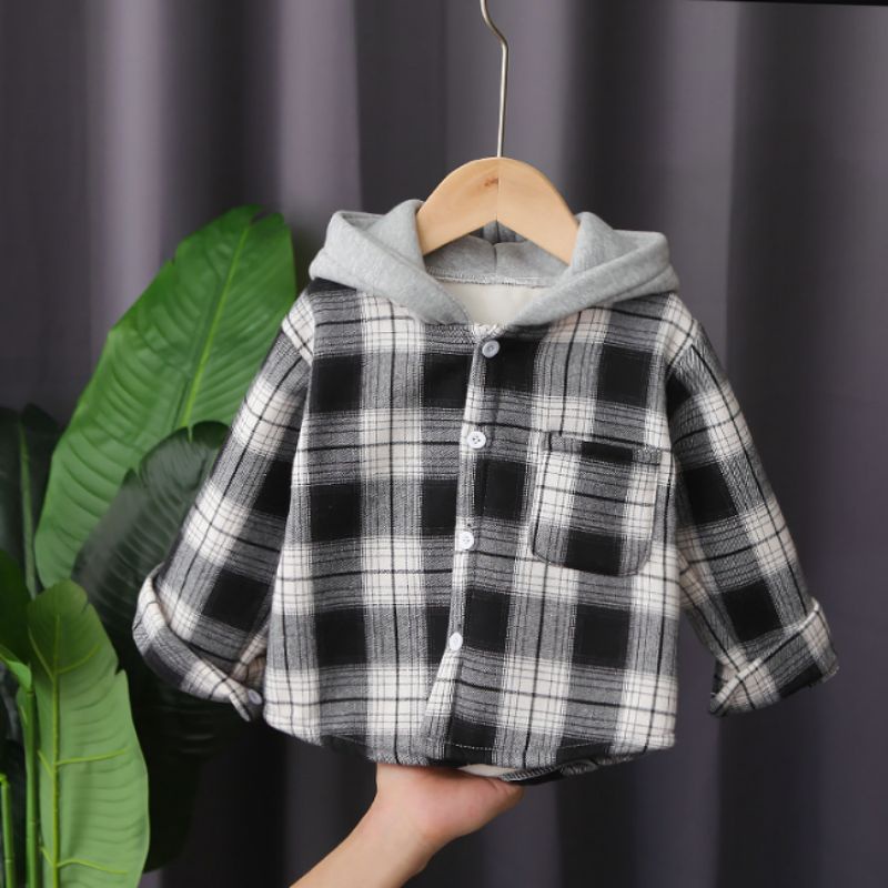 Kemeja  Flanel OSzhKosh 313 katun flanel kotak 1-14 years