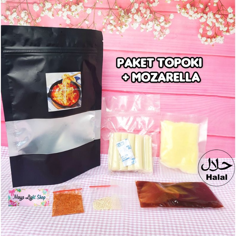 paket topoki + mozarella cheese keju saus gochujang gochugaru wijen sesame lengkap halal tteok topokki toboki korean snack