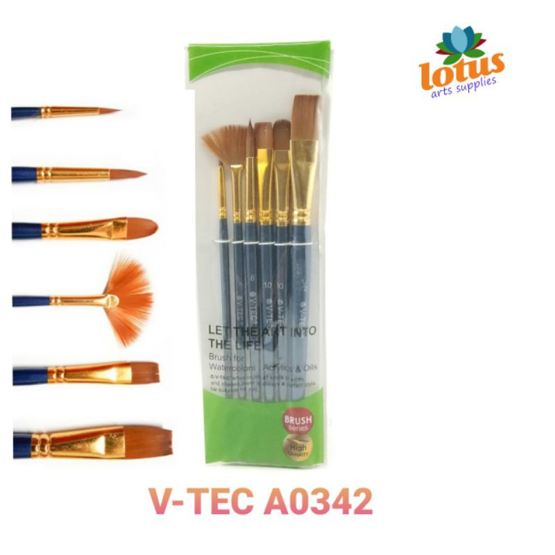 V-TEC Brush A0342 set 6 / Kuas Lukis