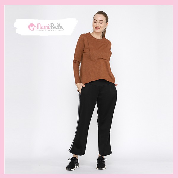 

Mamibelle Liz Blouse Hamil & Menyusui Brown Long Sleeve Activewear