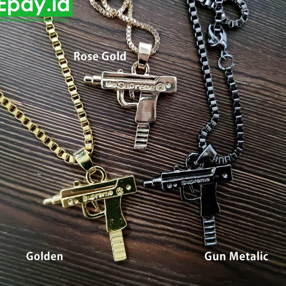 [READY STOCK] Kalung Mini Uzi Submachine Gun Hypebeast Alloy Hip Hop Necklace