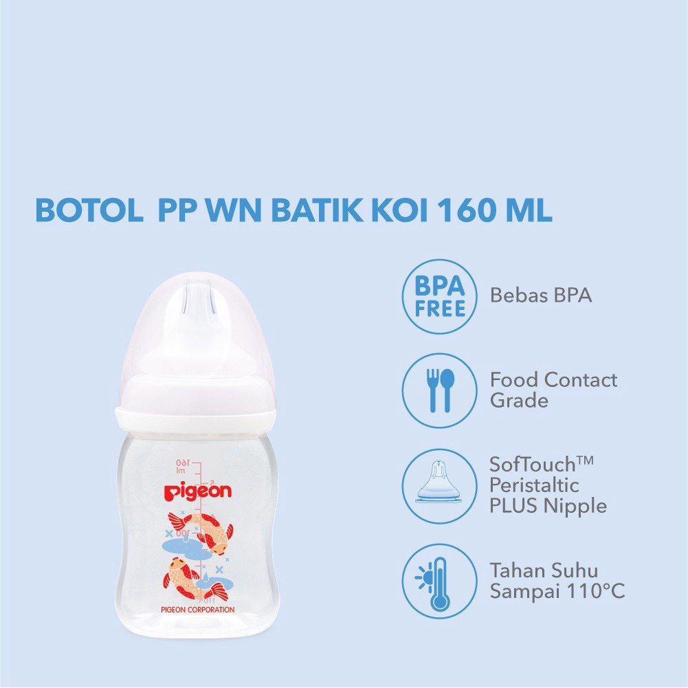 Botol Susu Bayi PIGEON PP Wide Neck 160Ml - Batik Koi