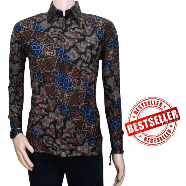 Kemeja Batik Kerja Big Size Jumbo Size Fit Xxl Ld 115 Warna Hitam Putih Casual Formal Kondangan