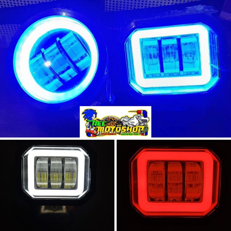 PROMO LAMPU TEMBAK DAYMAKER MINI 3LENSA LED WaterProof universal motor mobil