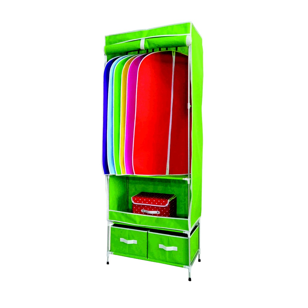 RakitA RP002 Rak / Lemari Pakaian Aluminium Gantungan + Laci