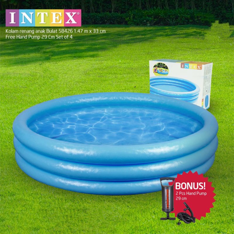 Kolam Renang Anak Intex Besar Bulat Pool Plastik Tebal Free Pompa Biru mandi bola mainan renang anak
