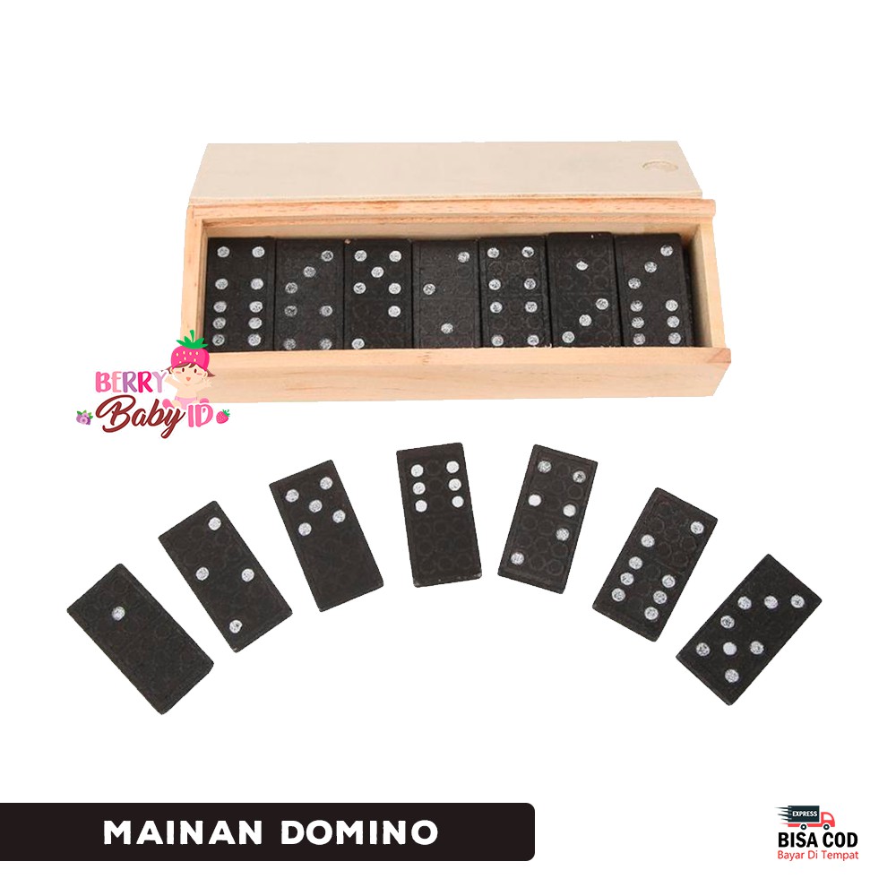Berry Mart Domino Gaple Kayu 28 pc Mainan Anak Dewasa Board Game Mainan Keluarga Berry Mart