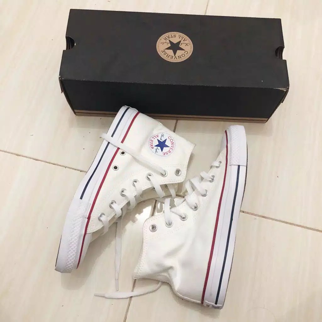 'Kyki.store_Sepatu Converse All Star Sneakres Boot putih lis 017