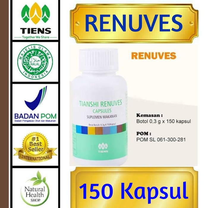 Tiens / Tianshi Renuves Capsules Isi 150 Kapsul 100% Original | Antioksidan