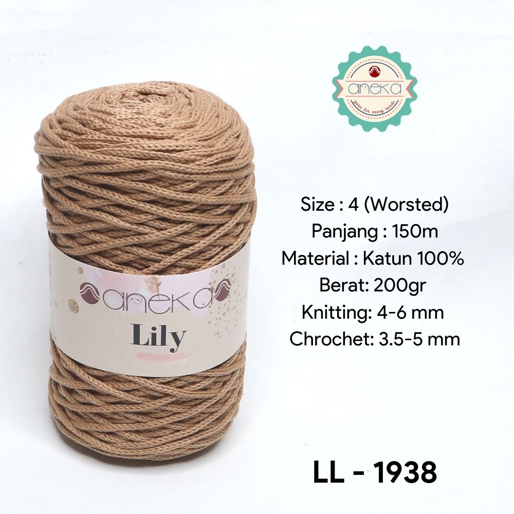 Benang Rajut Lily / Lili / Tambang / Macrame Cotton Rope Yarn - 1938