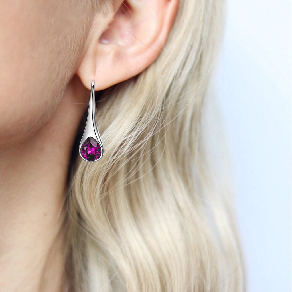 Hu Hu Hu Hu Hu Alat Bantu Pasang Kacamata♡ 1 Pasang Anting Kait Gantung Wanita Bentuk Tetesan Air Hias Berlian Imitasi Untuk Pesta