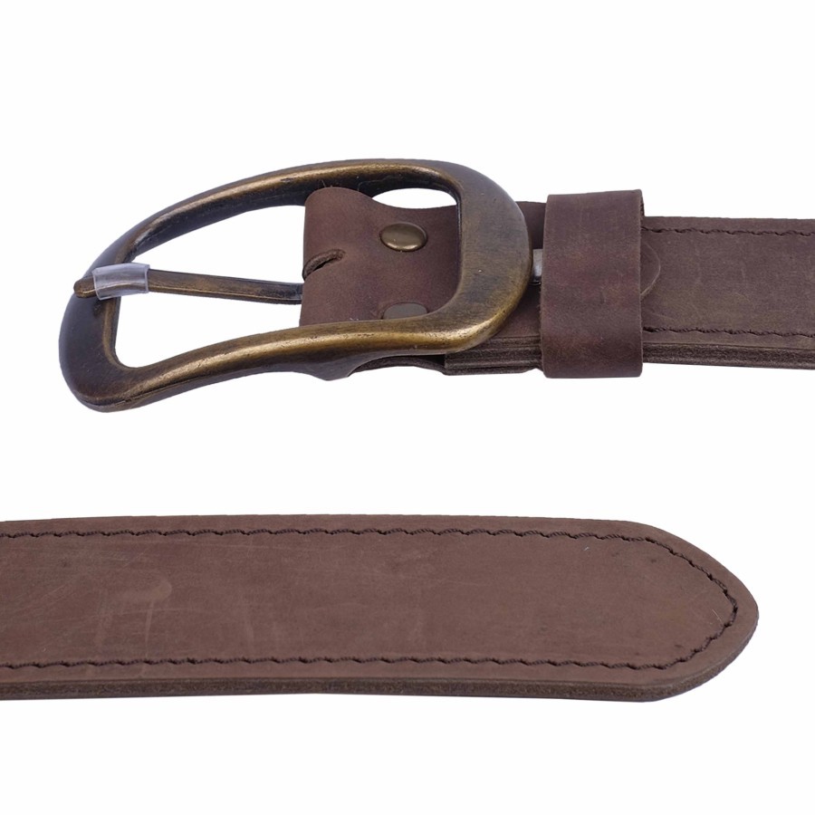 Ikat Pinggang Pria Gesper Sabuk Kulit Asli Leather Belt Buckle LB-03 - Cokelat