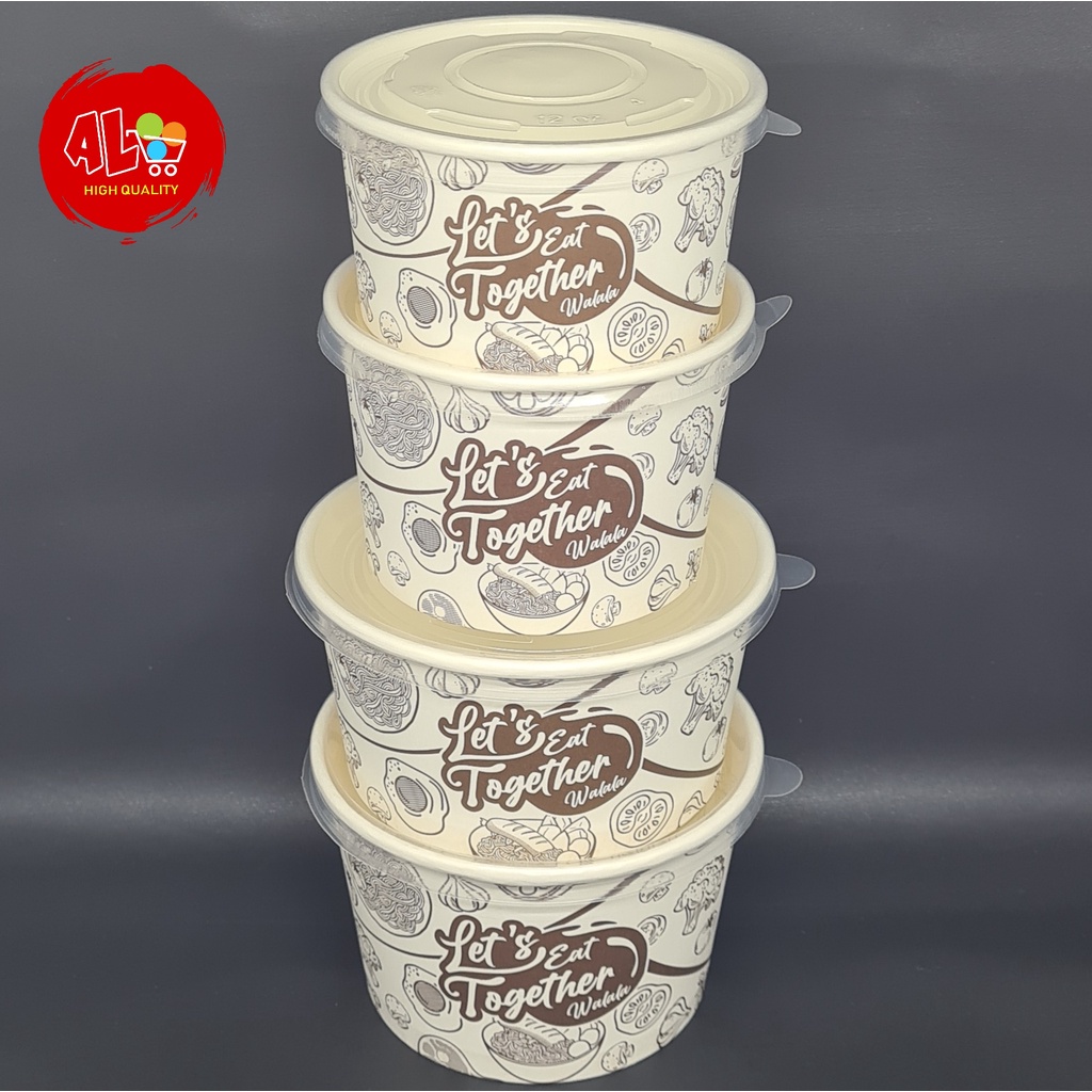 Paper Bowl Motif 360ml Mangkok kertas isi 50pcs +ttp foodgrade gogreen antipanas