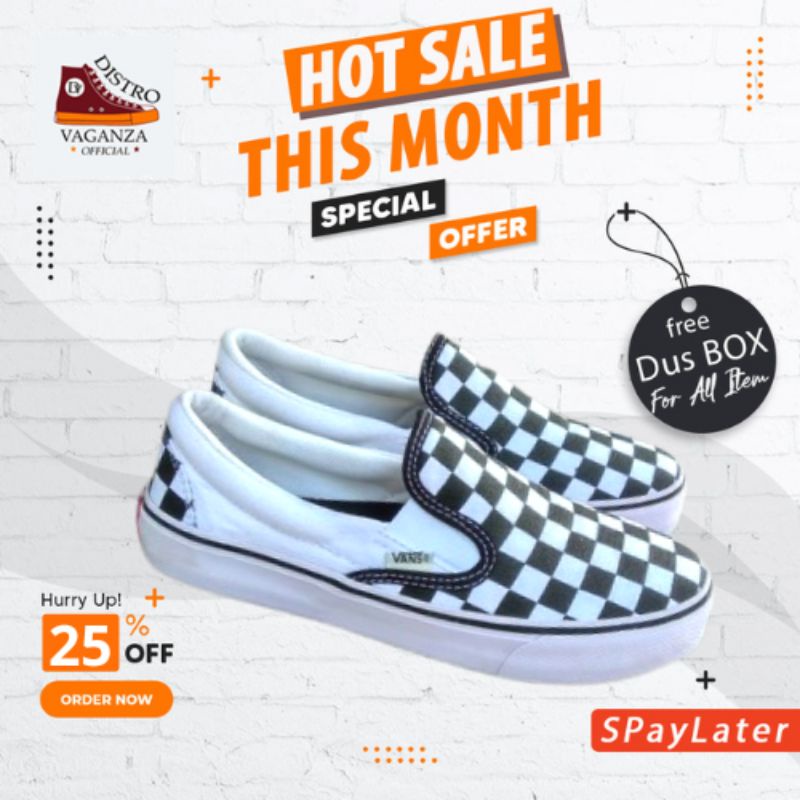 Sepatu Wanita Slip On Vans Sepatu Casual Original Pria Import Motif Checkerboard Premium Terbaru