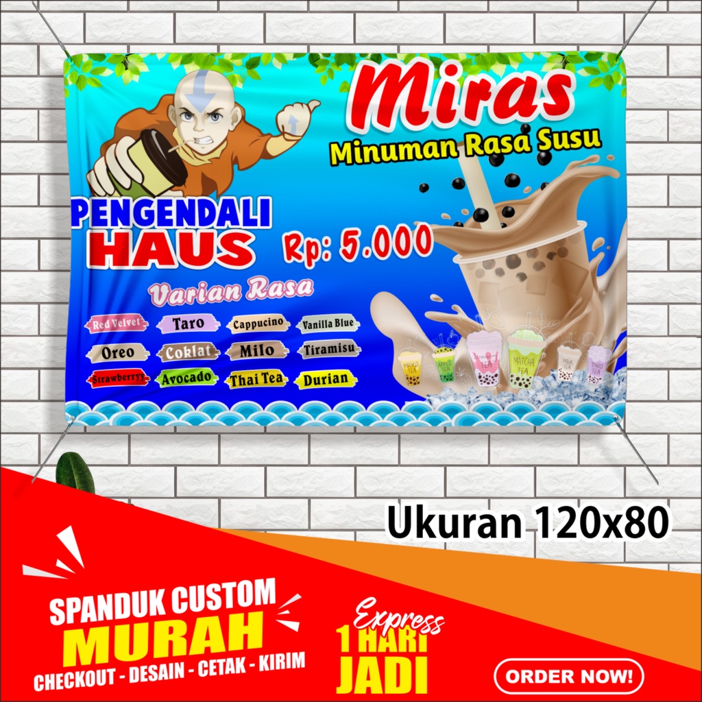 banner BOBA kekinian, Spansuk BOBA kekinian Ukuran 120x80, COD, banner BOBA