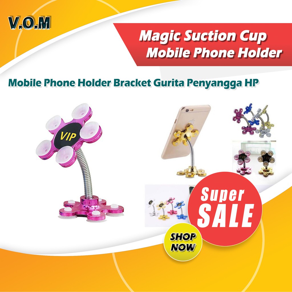 VOM Magic Suction Cup Mobile Phone Holder Bracket Gurita Penyangga HP 0637