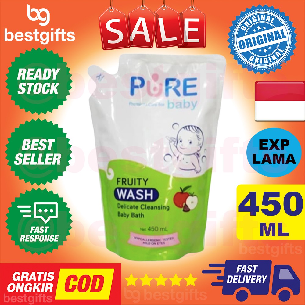 PURE BABY KIDS PUREBABY PUREKIDS WASH REFILL FRUITY 450 ML 450ML SABUN MANDI CAIR BADAN BAYI ANAK