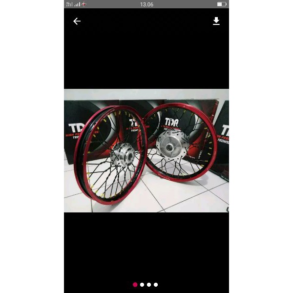 TOPPP!!!!! sepaket velg tdr tuton 140x140 ring 17 tromol crum jari jari hitam buat motor mx new mx