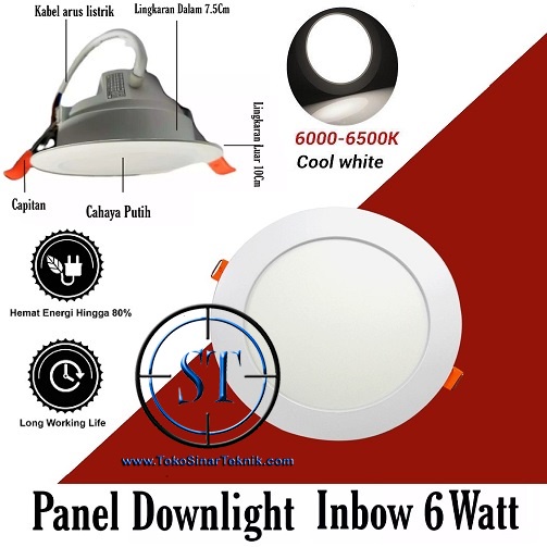 MYVO Panel LED Lighting 6W / Lampu Panel Downlight 6 Watt Ceiling Light Bolham Inbow Sorot Plafon Rumah Tipis Slim Hemat Energi Listrik