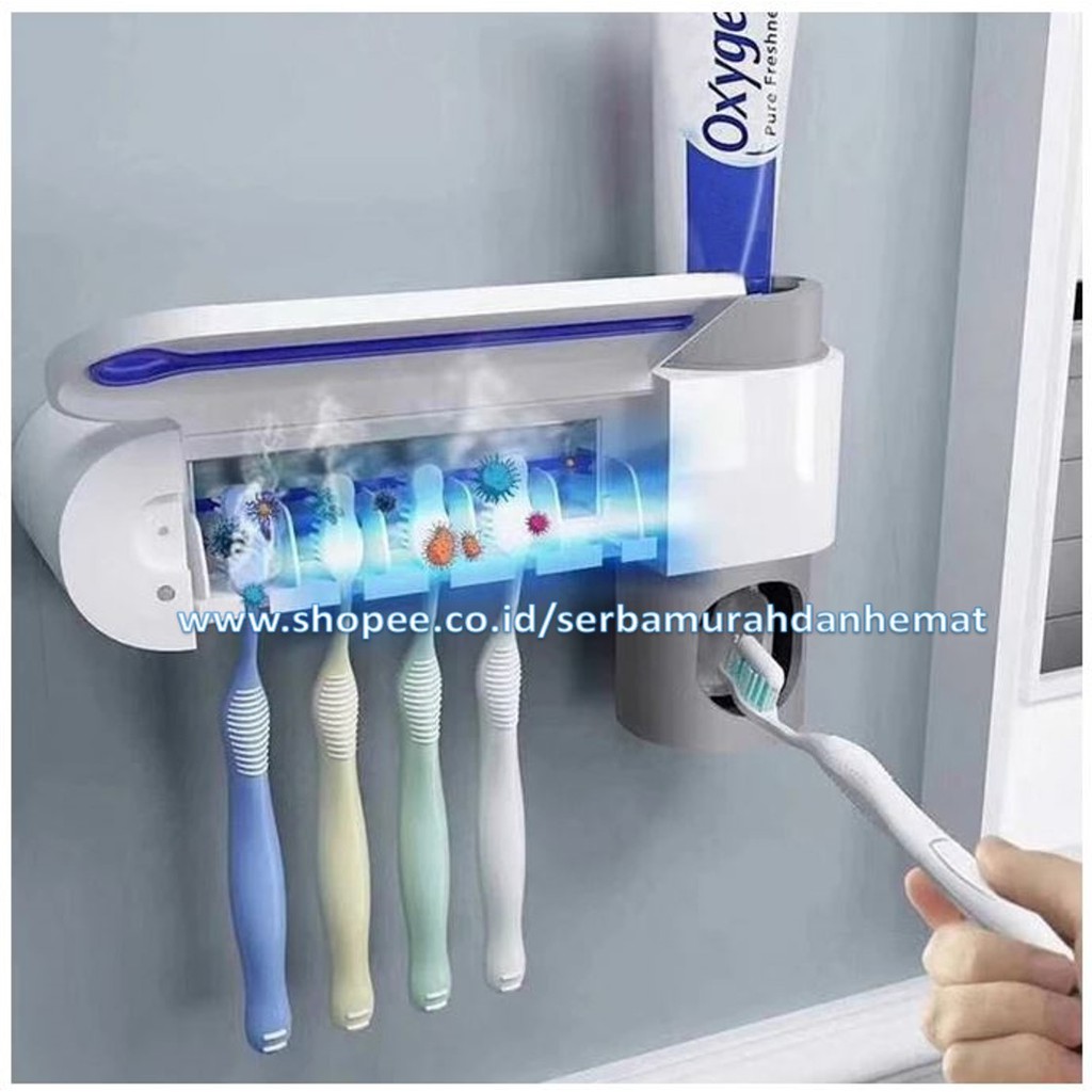 Dispenser Odol Steril UV Anti Bakteri Virus Kuman Sikat Gigi 2in1 CE Toothpaste Toothbrush Sterilizer