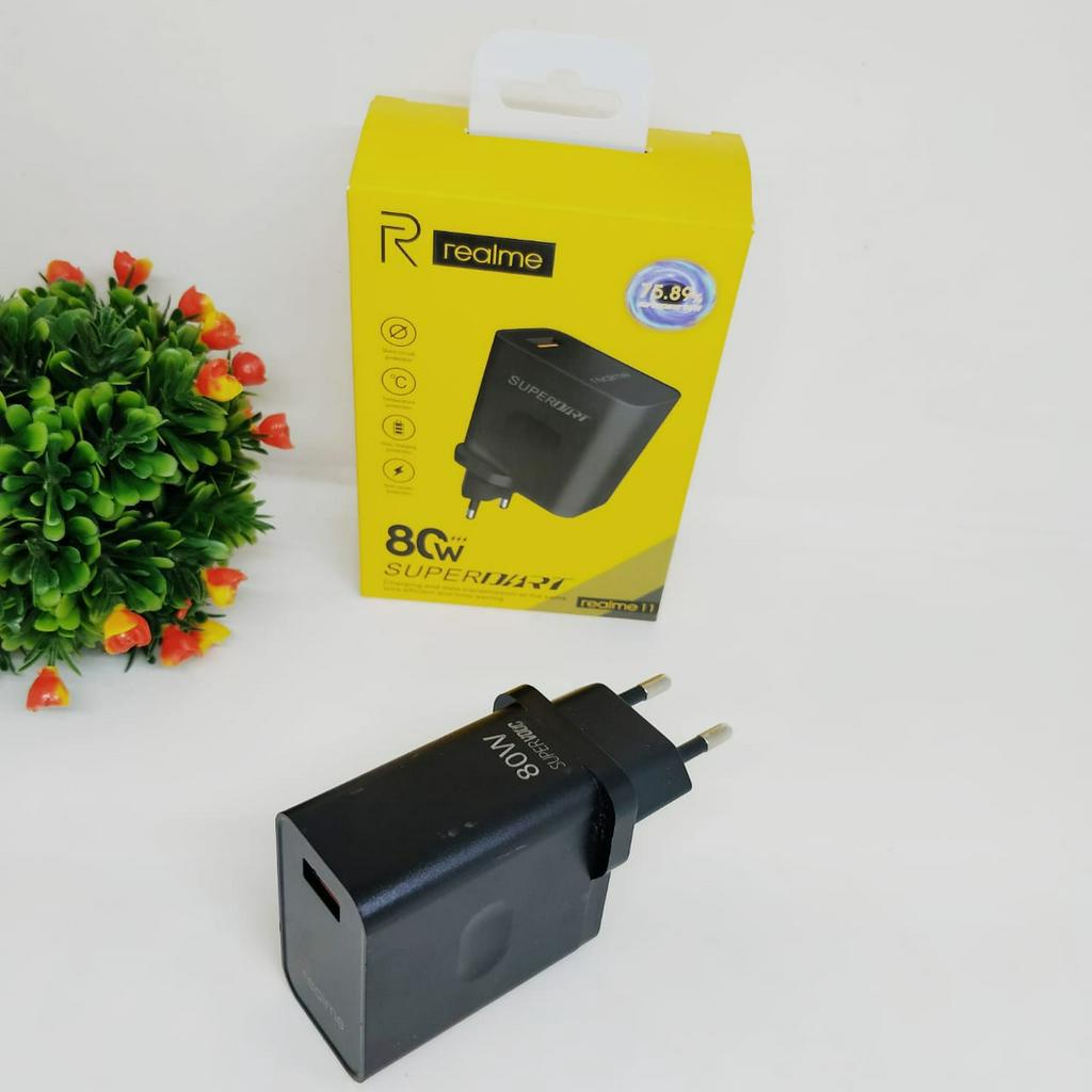 Adaptor Batok Charger Realme 80W 6A Hitam SUPER DART VOOC Fast Charging by.minigo