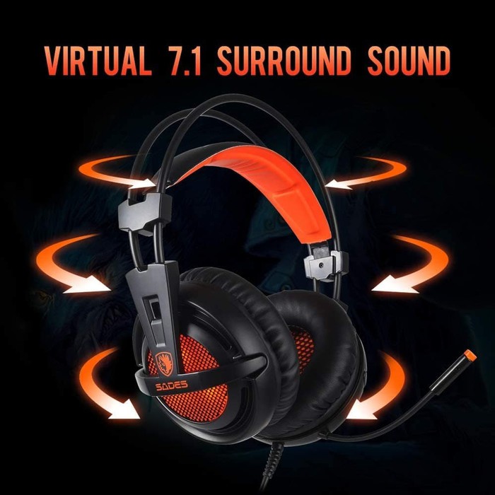 Sades A6 Locust Orange 7.1 Surround Sound Gaming Headset