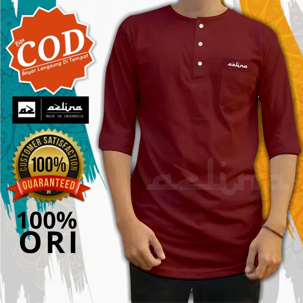 (COD) Baju Koko Kaos Kurta Pakistan Atasan Pria Muslim Dewasa Motif Polos Premium Cotton Combade 24S