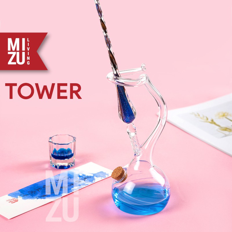 MIZU TORRE VETRO Glass Pen Inkwell Decorative Bottles Botol Kaca Tinta Cantik