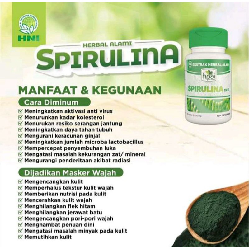 ( COD )  Spirulina Obat Herbal Kolesterol isi 60 kapsul HNI/HPAI