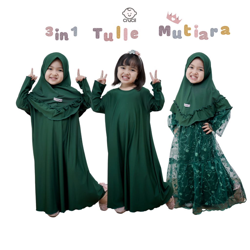 crucil 3in1 gamis tulle mutiara MOMMY