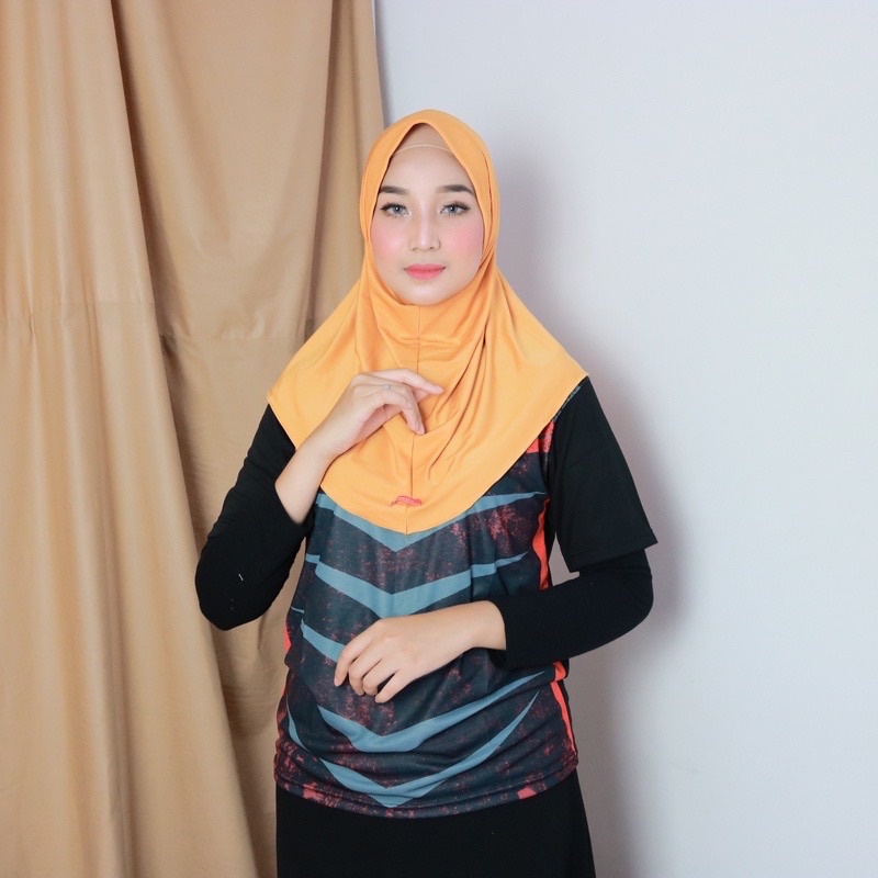 Hijab Sport/Hijab Instan jersey | Kerudung Khimar Instan Hijab Sporty pet bahan Jersey Olahraga Volly Basket Futsal By Shamira / jilbab sport / hijab sport / bergo sport / bergo menutup dada / jilbab menutup dada / hijab menutup dada sport-Mustard