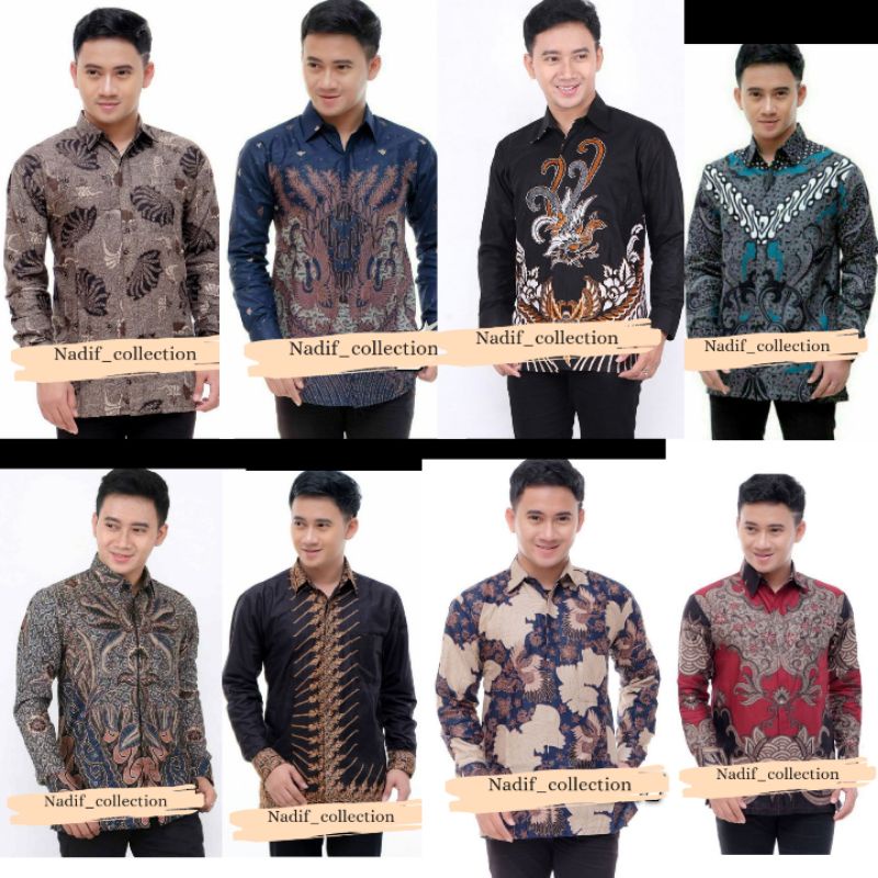 Baju batik Pria Slimfit Big Size M L XL XXL Atasan Kemeja Batik Lengan Panjang Original