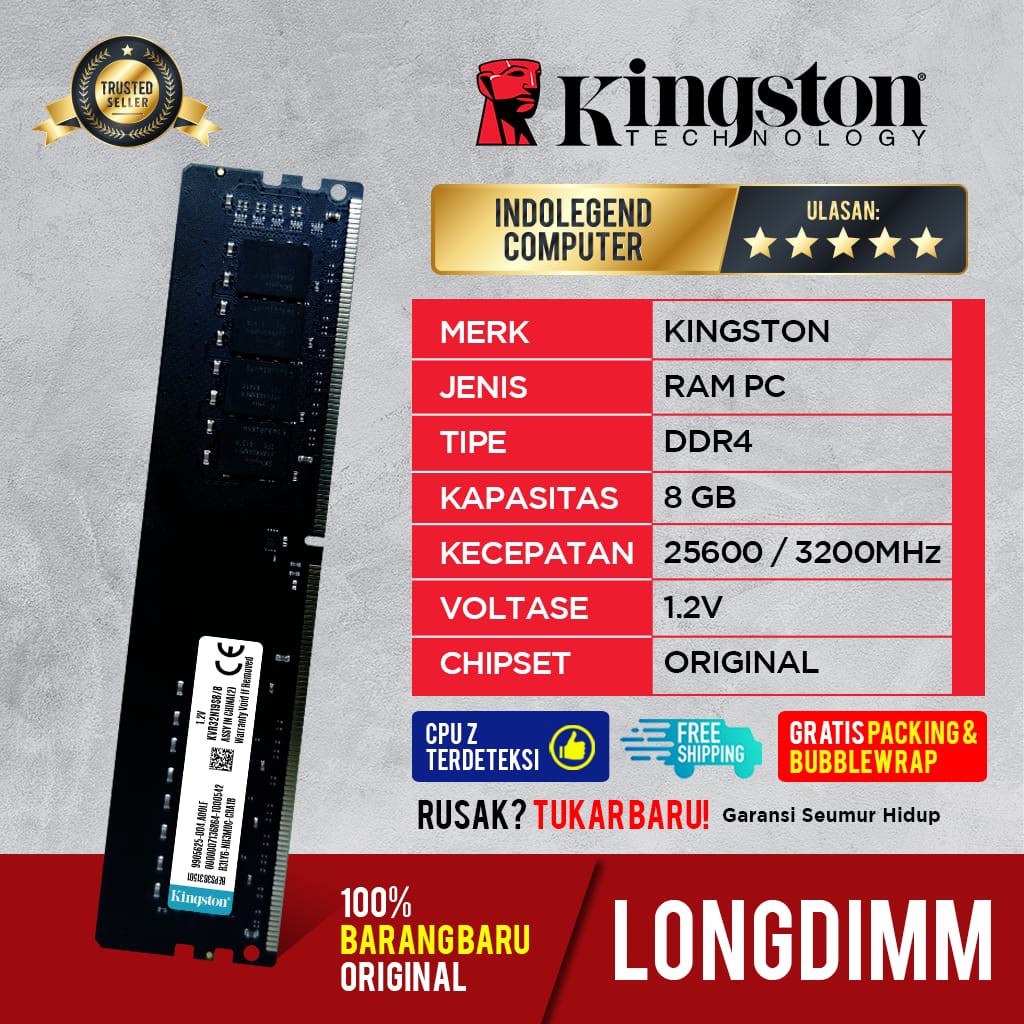 KINGSTON DDR4 8GB PC25600 3200mhz LONGDIM