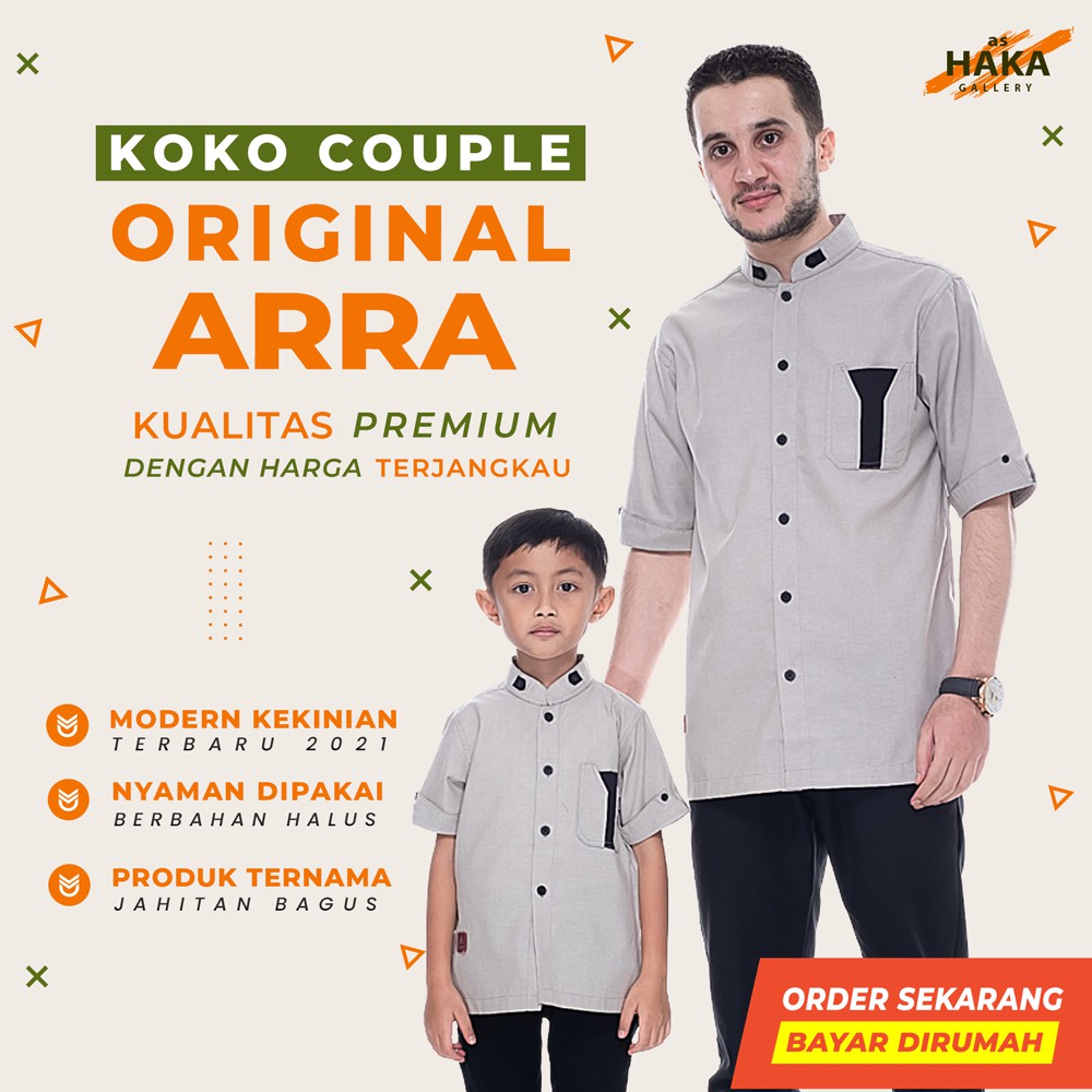 ORI01DKY Baju Koko Dewasa Pria Anak Laki Lengan Pendek Terbaru 2021 Premium Jumbo Kokoh Muslim Pakai