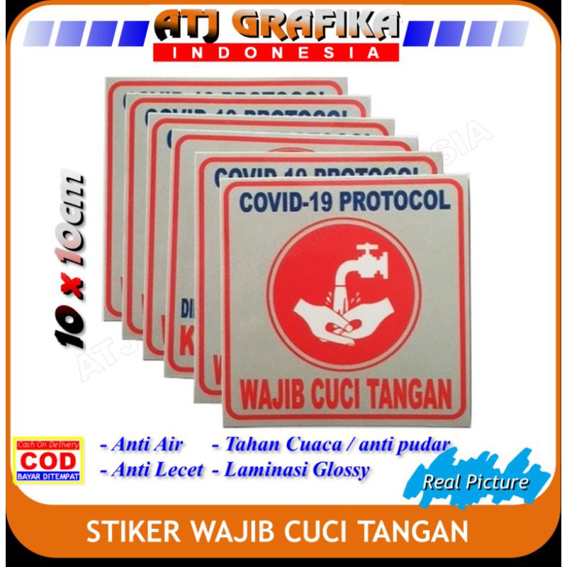 

Stiker wajib cuci tangan Sticker protokol kesehatan k3