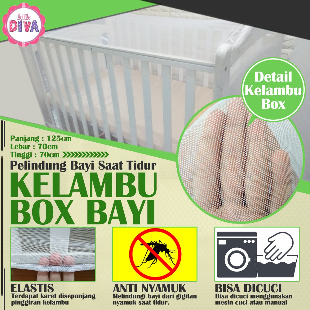 125x70cm KELAMBU BOX bayi segi empat nuna pliko baby does cocolatte sarung anti nyamuk akachan boks