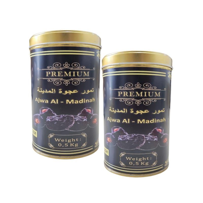 Kurma Ajwa//Nabi Madinah Super Jumbo//Besar-Besar//Grade A Kemasan Kaleng Premium 500gr