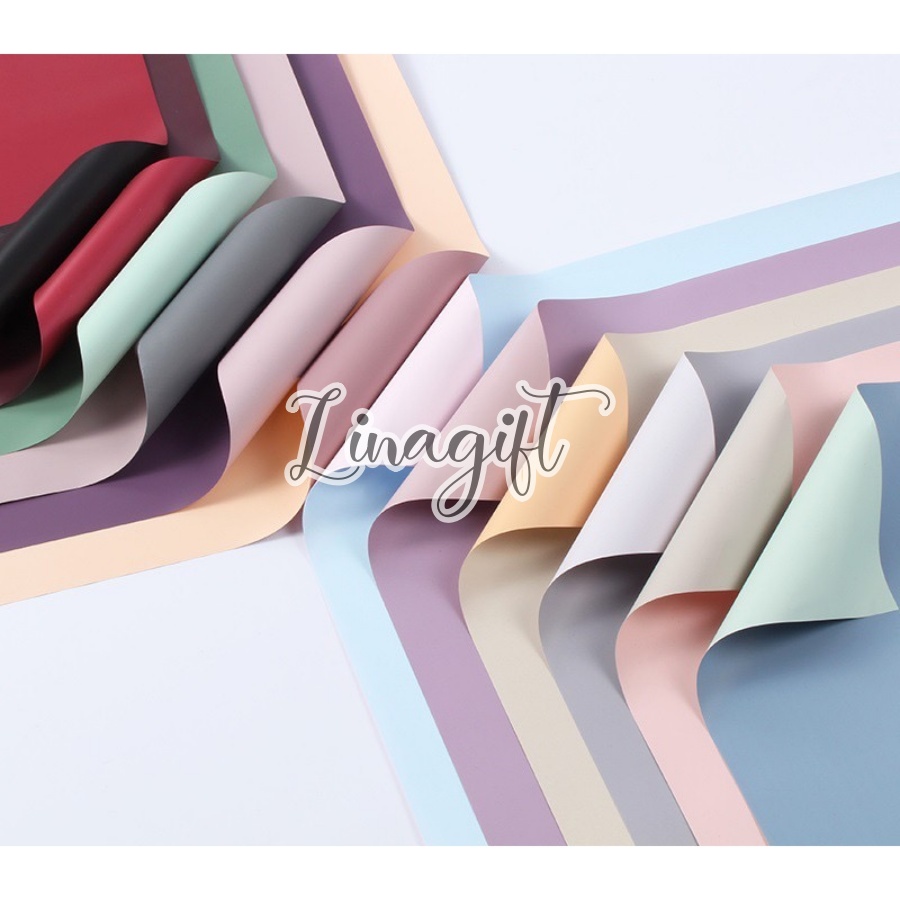 ( 5 Lembar ) FULL BICOLOR - FLOWER WRAPPING PAPER BICOLOR KOREAN CELLOPHANE PLASTIC KERTAS BUNGA